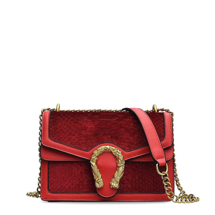 CALORA_ Dames Crossbody Tas van Vegan Leren Met Goudkleurige Details