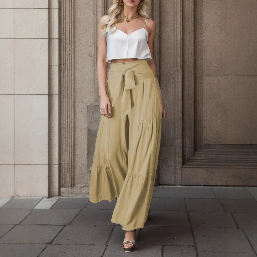 CALORA_ Dames Culottes met Wijde Pijpen en Verstelbare Tailleband