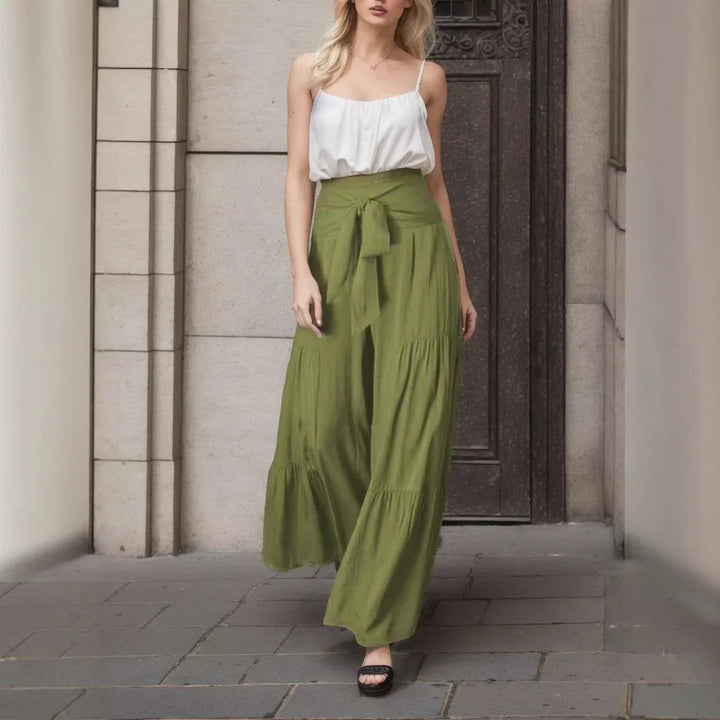 CALORA_ Dames Culottes met Wijde Pijpen en Verstelbare Tailleband