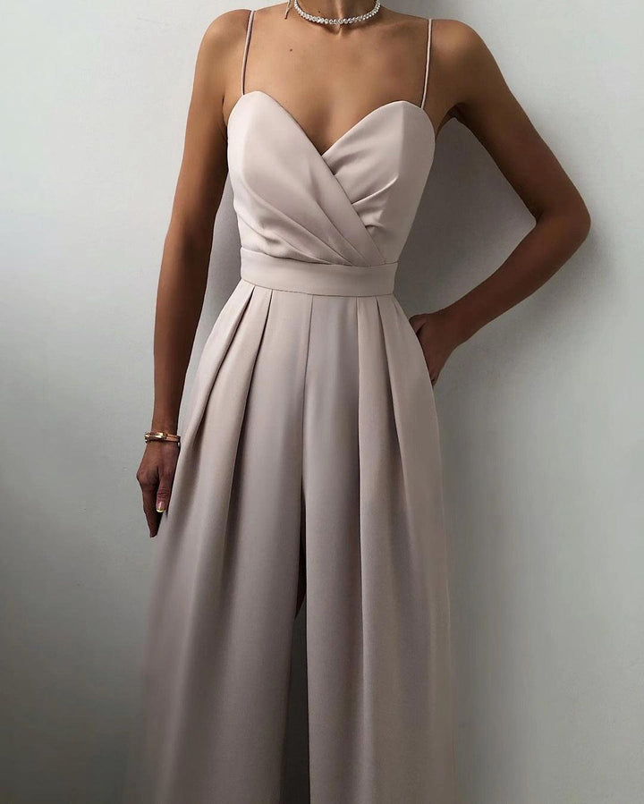 CALORA_ Dames Hoge Taille Spaghetti Band Jumpsuit voor Elegante Look
