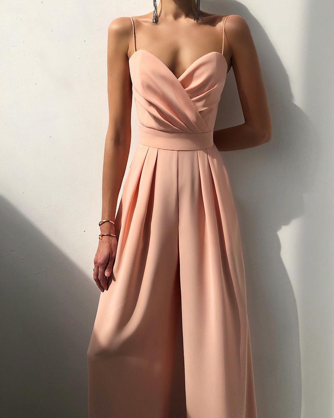 CALORA_ Dames Hoge Taille Spaghetti Band Jumpsuit voor Elegante Look