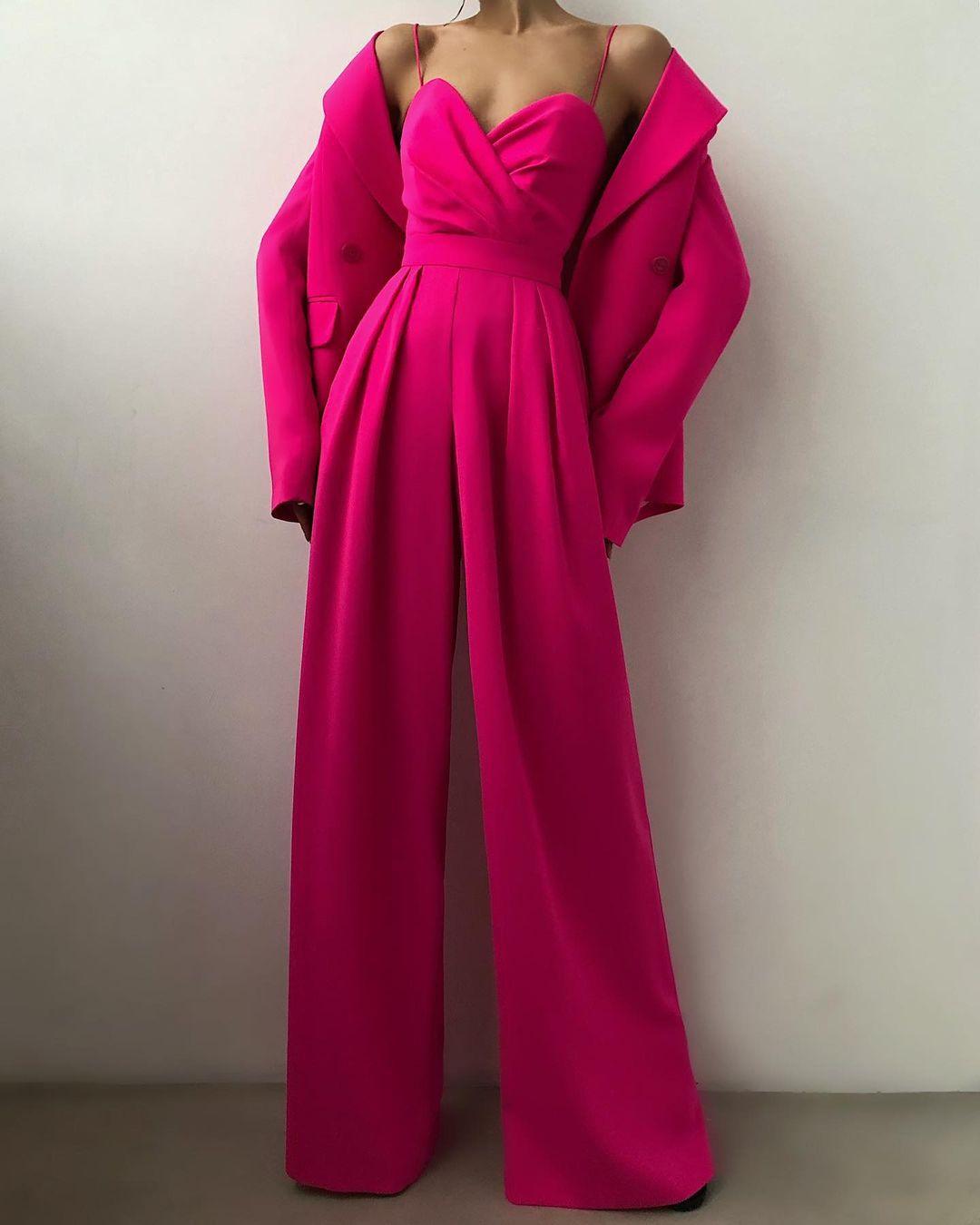 CALORA_ Dames Hoge Taille Spaghetti Band Jumpsuit voor Elegante Look