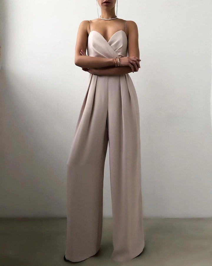 CALORA_ Dames Hoge Taille Spaghetti Band Jumpsuit voor Elegante Look