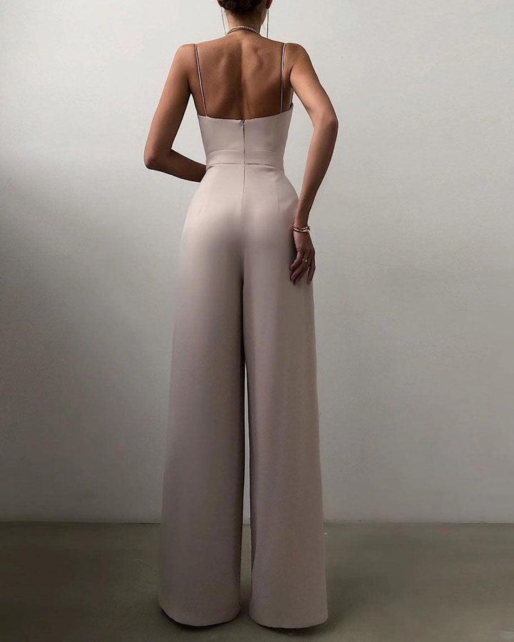CALORA_ Dames Hoge Taille Spaghetti Band Jumpsuit voor Elegante Look