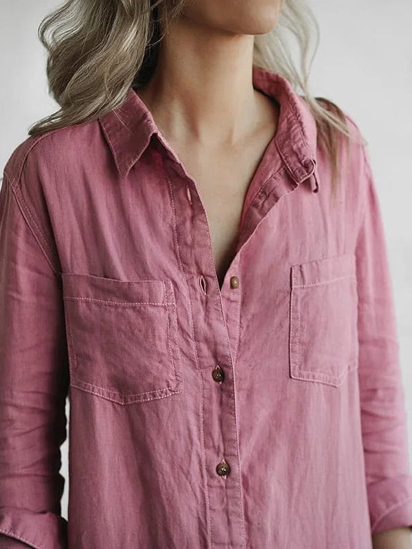 CALORA_ Dames Jumpsuit met Knopen en Lange Mouwen in Relaxed Fit