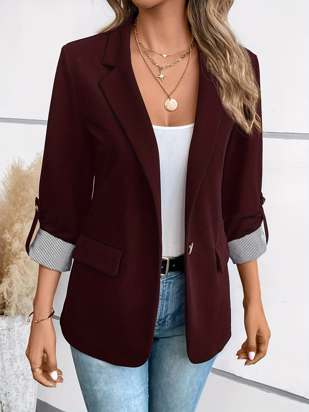 CALORA_ Dames Klassieke Blazer voor Werk met Tijdloos Ontwerp en Comfort