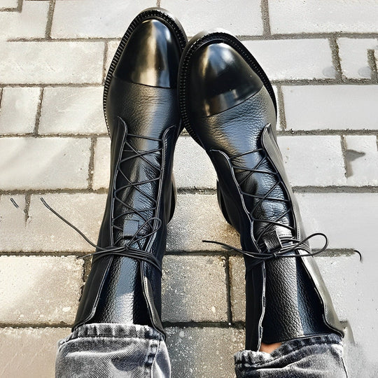 CALORA_ Dames Klassieke Leren Laarzen met Tijdloos Ontwerp en Comfort