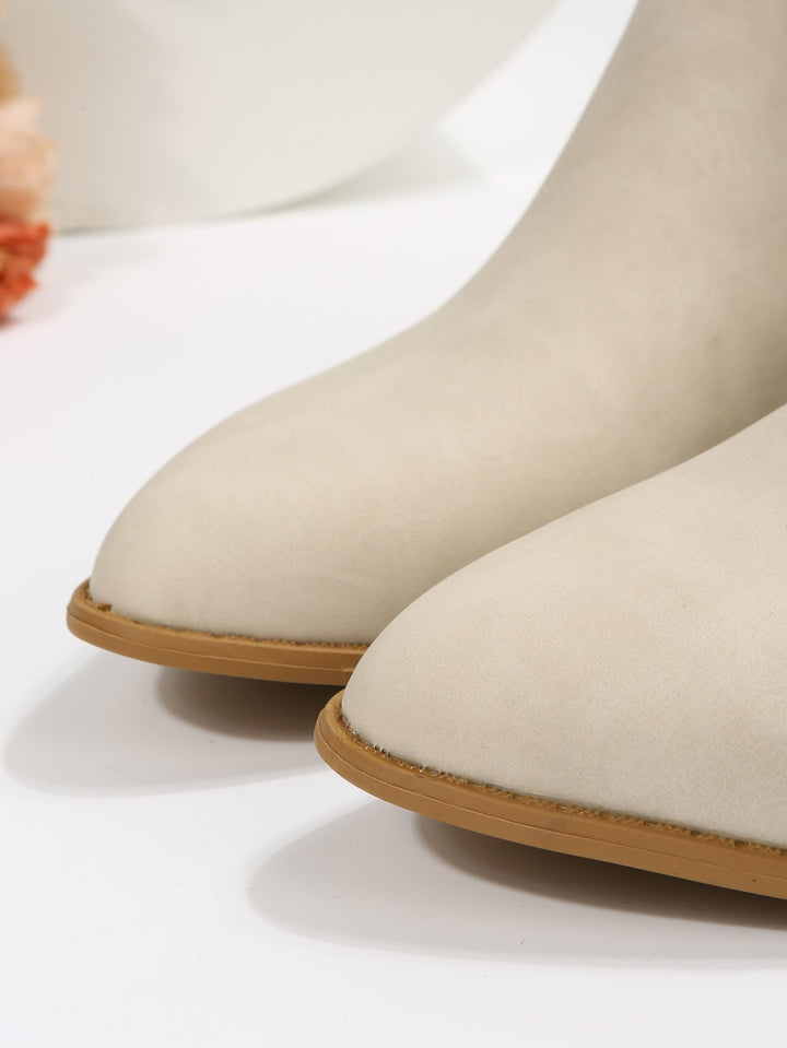 CALORA_ Dames Luxe Leren Lage Hakken Martin Boots met Zijrits Elegant