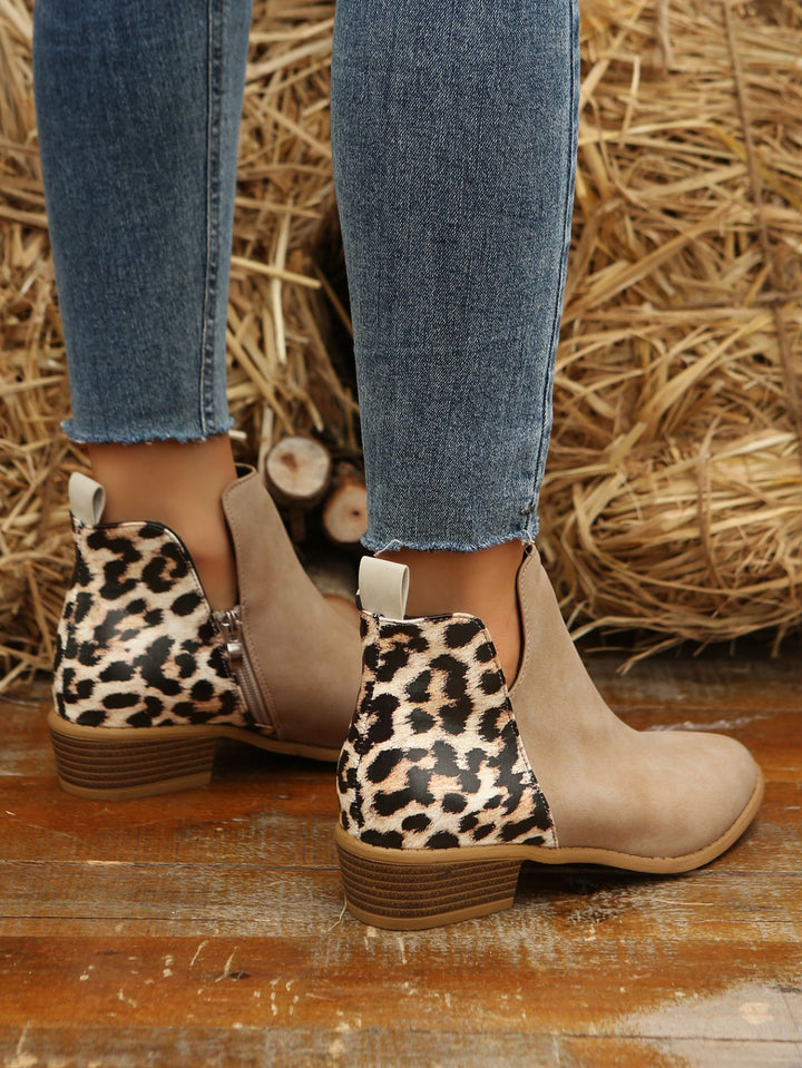 CALORA_ Dames Luxe Leren Lage Hakken Martin Boots met Zijrits Elegant