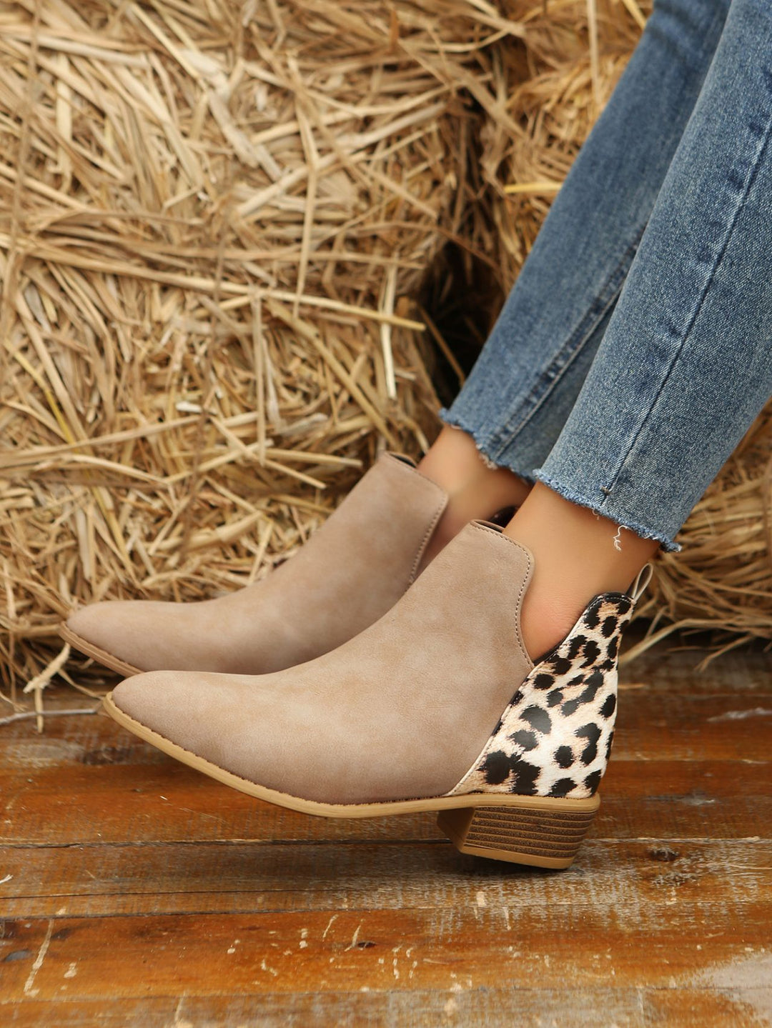 CALORA_ Dames Luxe Leren Lage Hakken Martin Boots met Zijrits Elegant