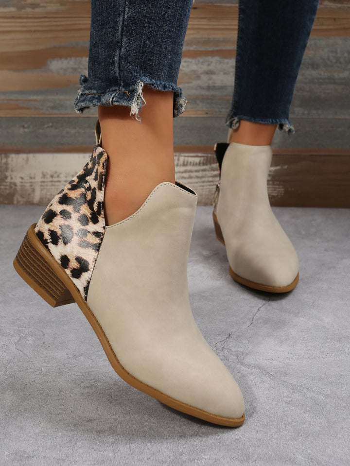 CALORA_ Dames Luxe Leren Lage Hakken Martin Boots met Zijrits Elegant