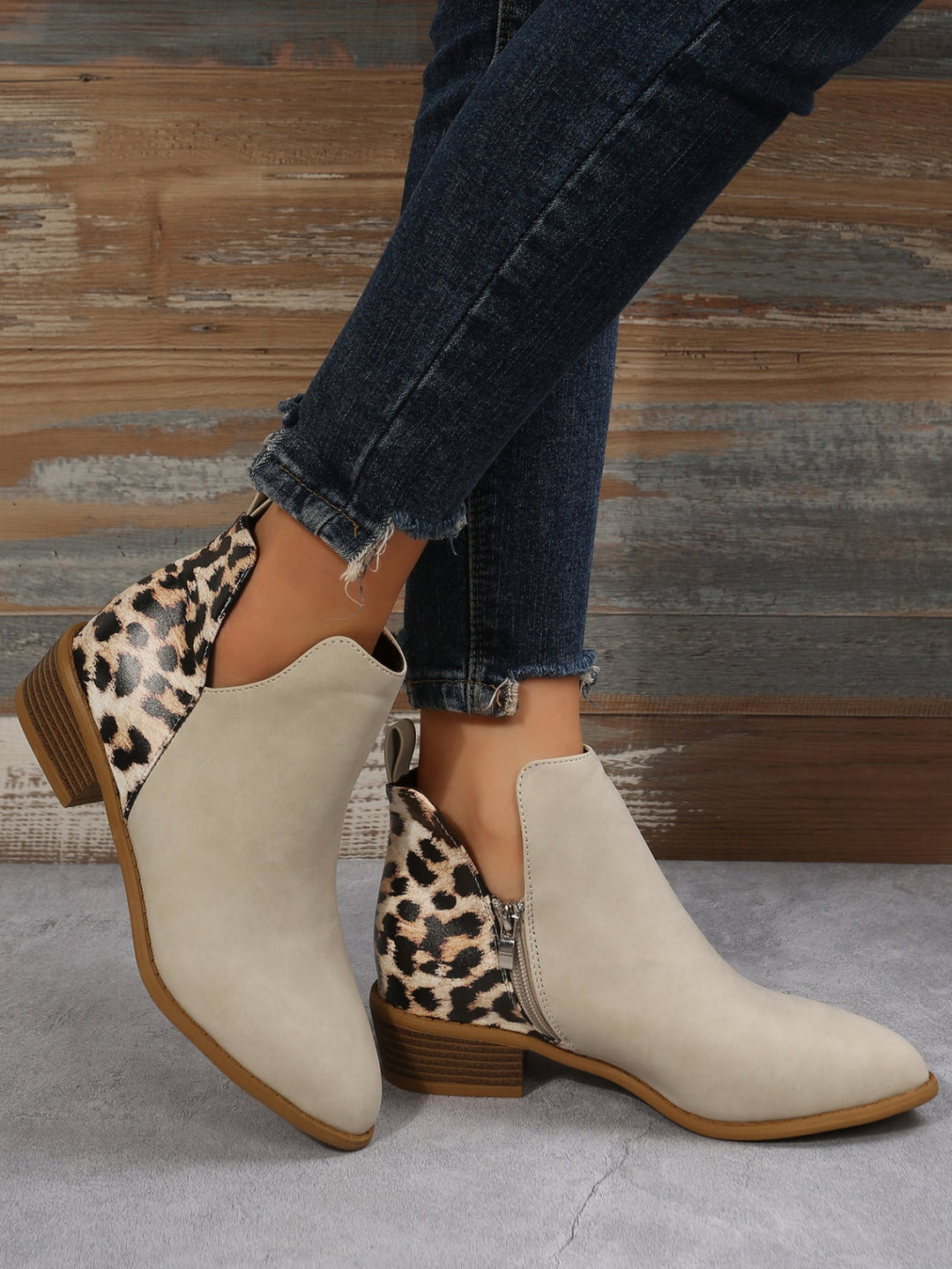 CALORA_ Dames Luxe Leren Lage Hakken Martin Boots met Zijrits Elegant