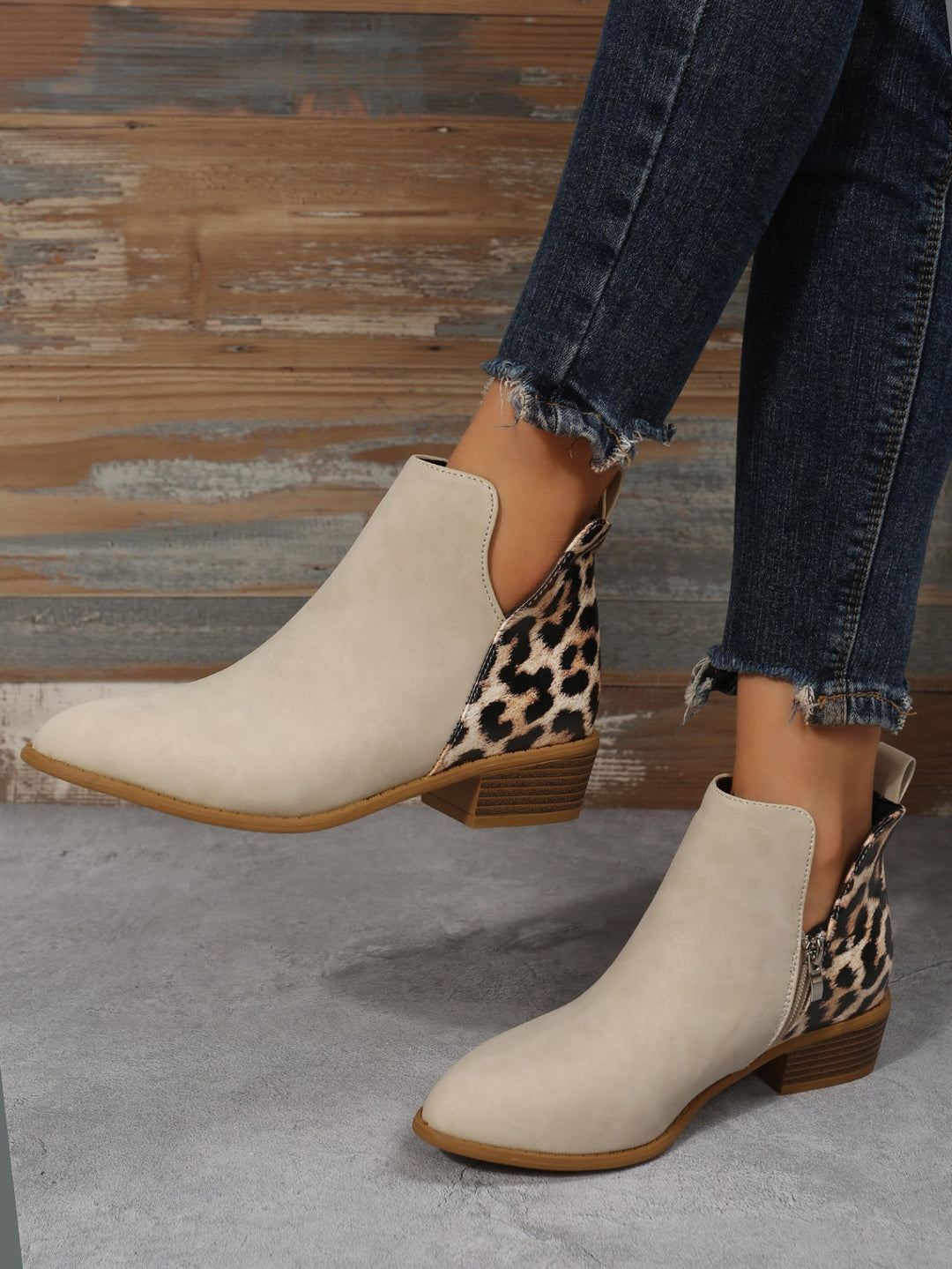 CALORA_ Dames Luxe Leren Lage Hakken Martin Boots met Zijrits Elegant