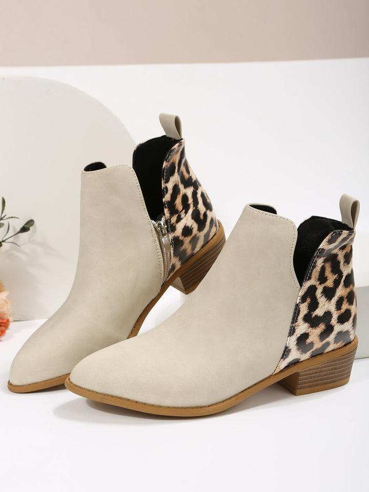 CALORA_ Dames Luxe Leren Lage Hakken Martin Boots met Zijrits Elegant