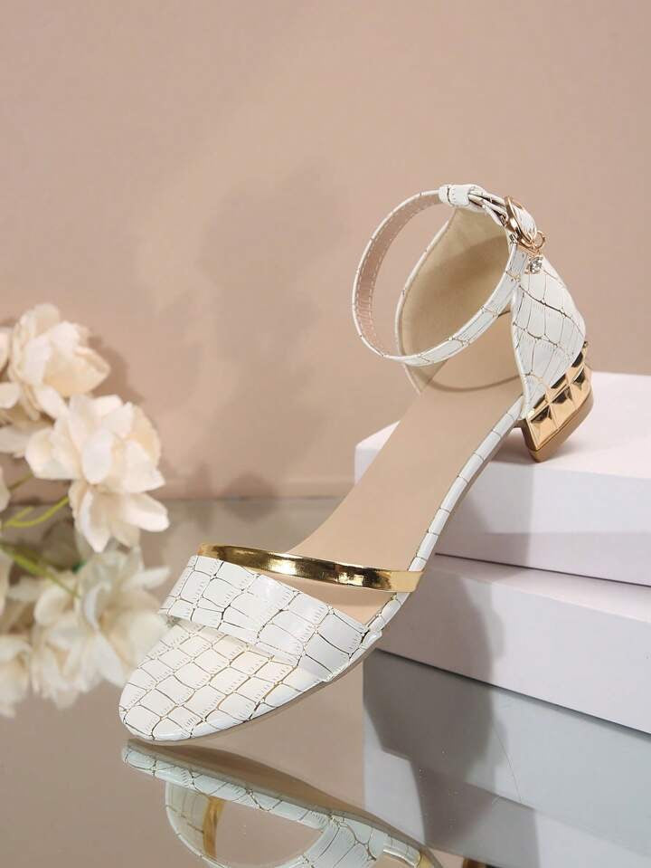 CALORA_ Dames Sandalen met Open Teen en Enkelsluiting met Lage Hak