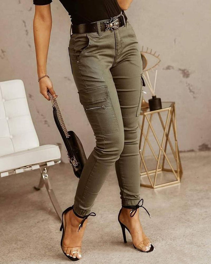 CALORA_ Dames Skinny Cargo Jeans