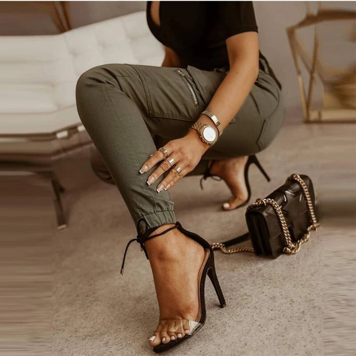 CALORA_ Dames Skinny Cargo Jeans