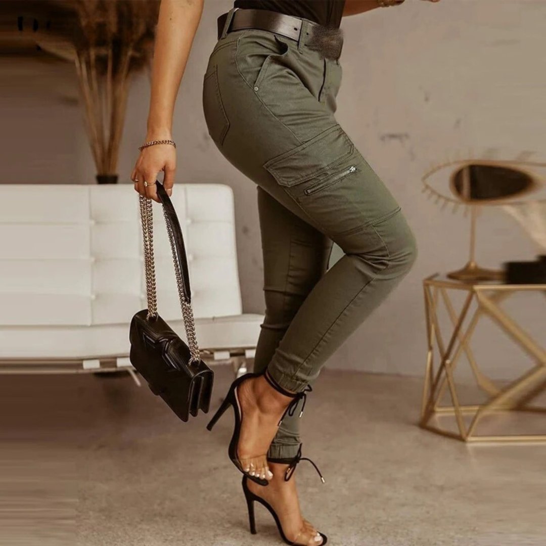 CALORA_ Dames Skinny Cargo Jeans