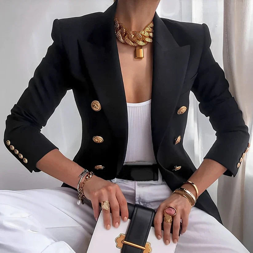 CALORA_ Dames Tailored Blazer met Gouden Knopen voor Elegante Look
