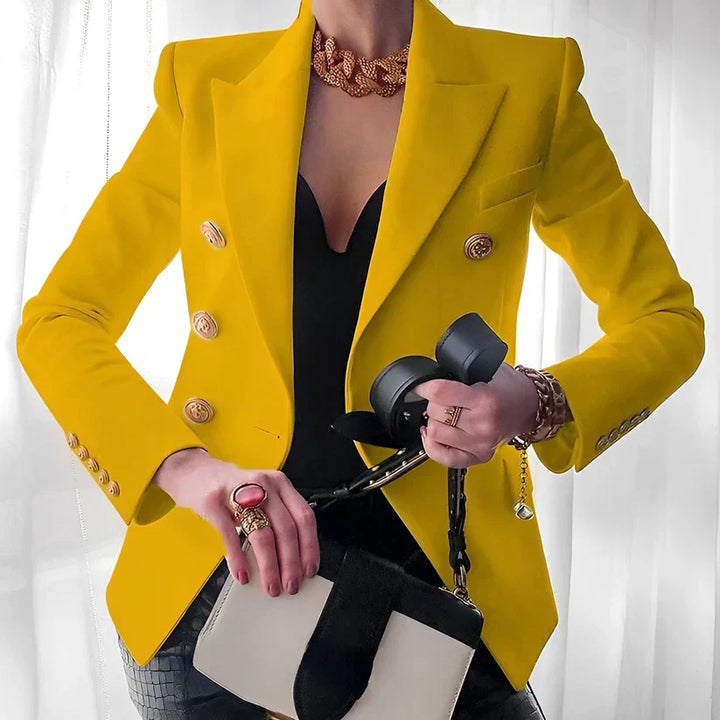 CALORA_ Dames Tailored Blazer met Gouden Knopen voor Elegante Look