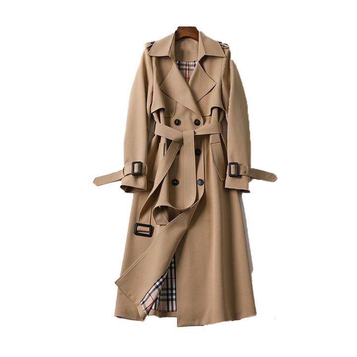 CALORA_ Dames Trenchcoat met Dubbele Knoopsluiting en Lange Mouwen