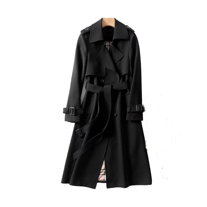 CALORA_ Dames Trenchcoat met Dubbele Knoopsluiting en Lange Mouwen