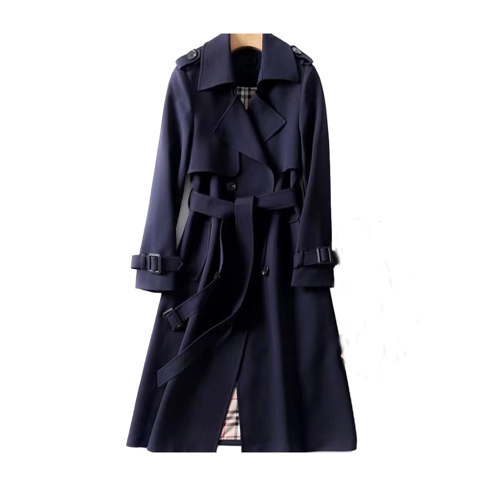 CALORA_ Dames Trenchcoat met Dubbele Knoopsluiting en Lange Mouwen