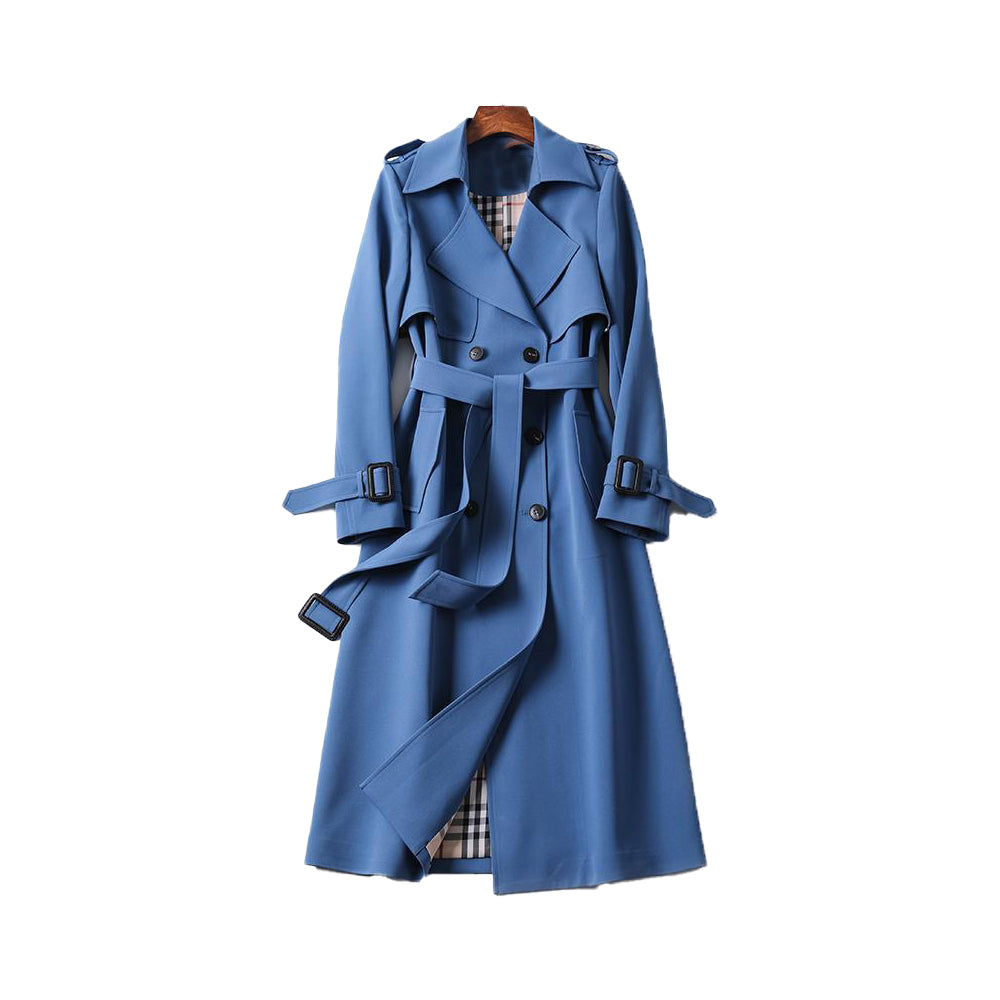 CALORA_ Dames Trenchcoat met Dubbele Knoopsluiting en Lange Mouwen