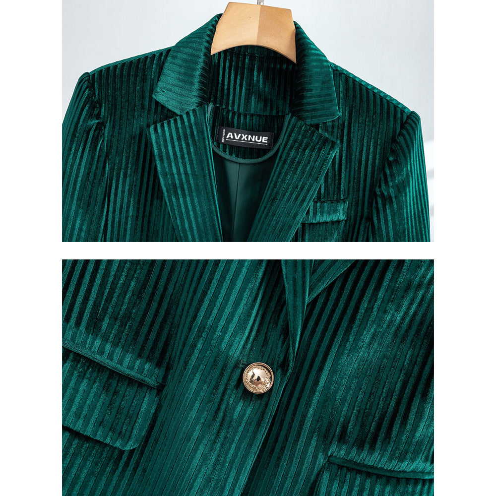 CALORA_ Dames Velours Curduroy Blazer met Tailored Fit en Enkele Knoopsluiting