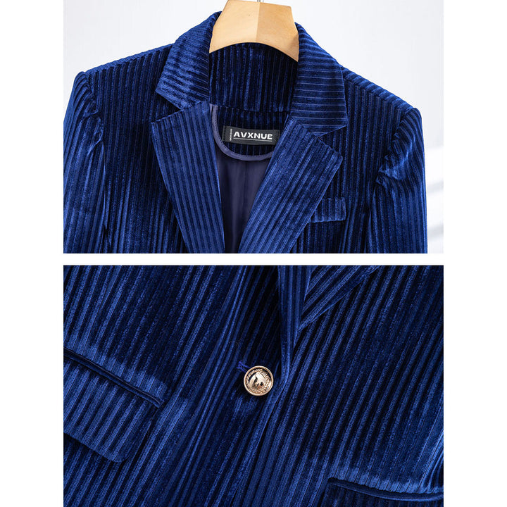 CALORA_ Dames Velours Curduroy Blazer met Tailored Fit en Enkele Knoopsluiting