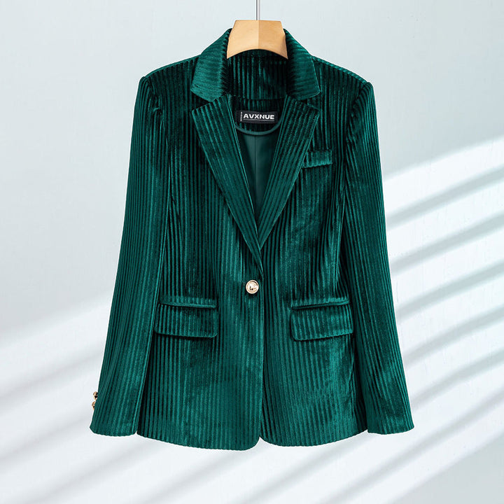 CALORA_ Dames Velours Curduroy Blazer met Tailored Fit en Enkele Knoopsluiting