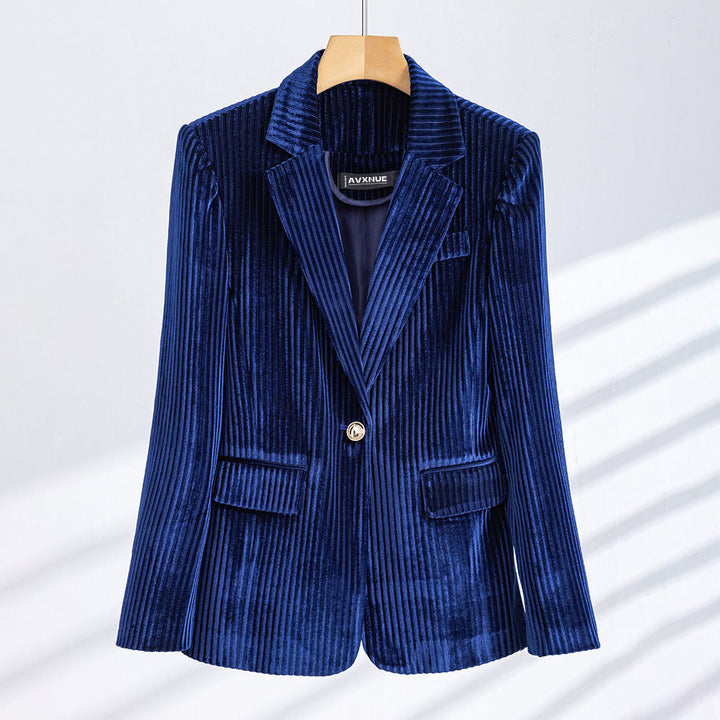 CALORA_ Dames Velours Curduroy Blazer met Tailored Fit en Enkele Knoopsluiting