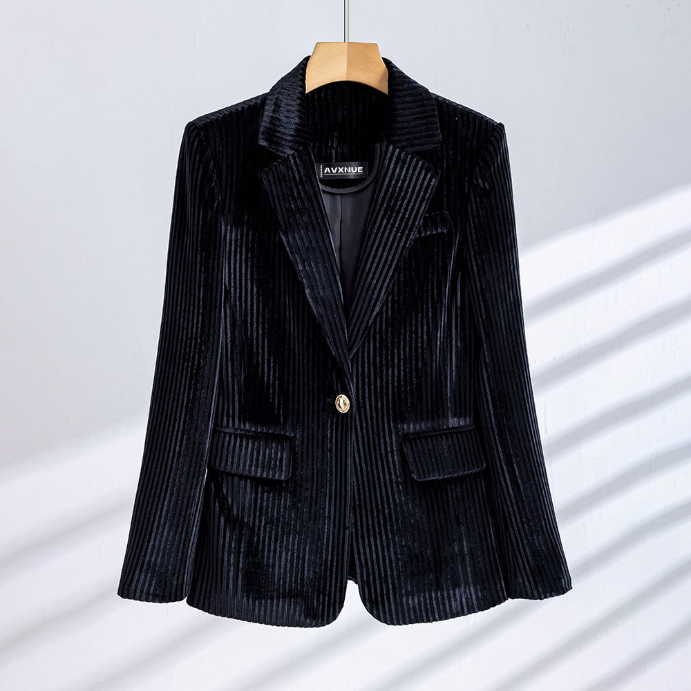 CALORA_ Dames Velours Curduroy Blazer met Tailored Fit en Enkele Knoopsluiting