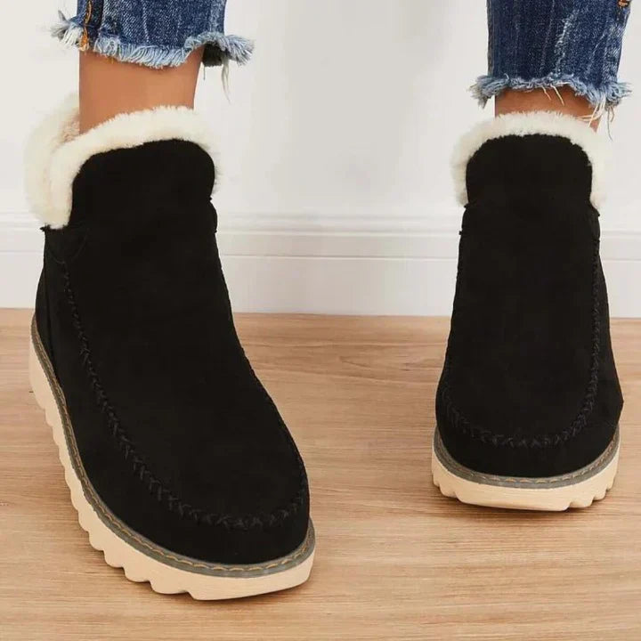 CALORA_ Dames Warme Winterlaarzen met Rits en Antislip Zolen