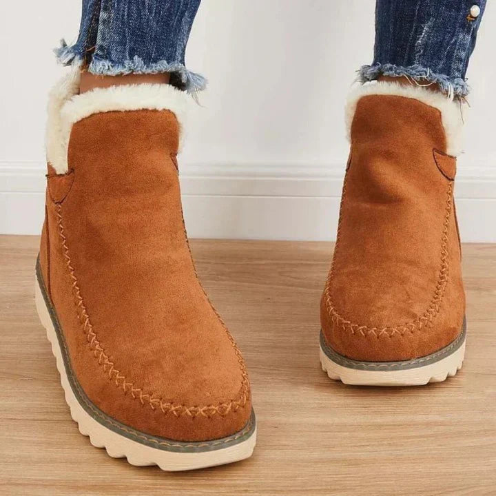 CALORA_ Dames Warme Winterlaarzen met Rits en Antislip Zolen