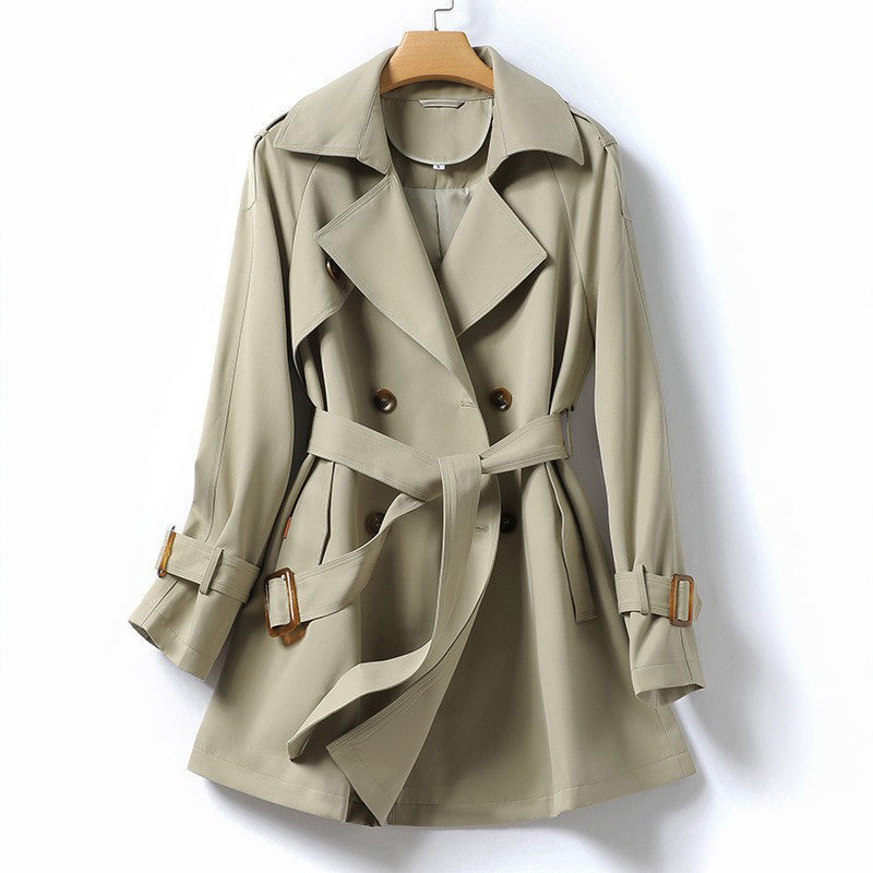 CALORA_ Dames herfst taille slanke revers korte trenchcoat