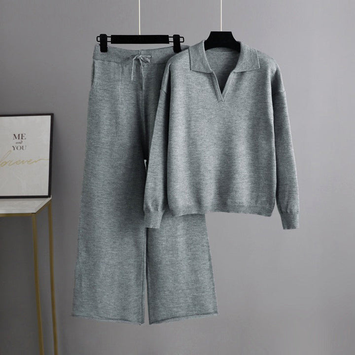 CALORA_ Dames herfst winter gebreide trui en broek set