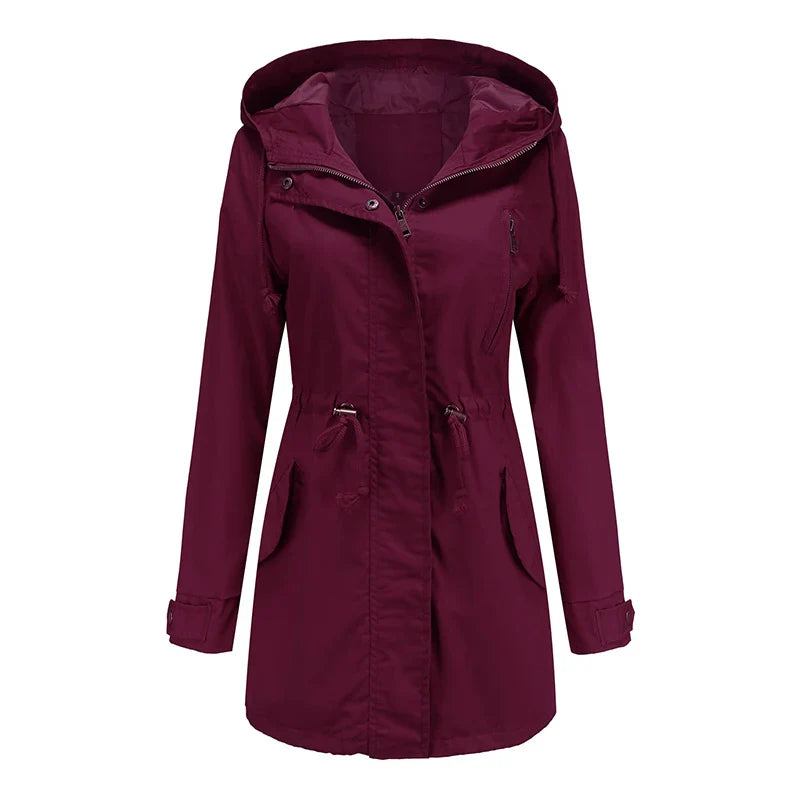 CALORA_ Dames katoenen trenchcoat met capuchon