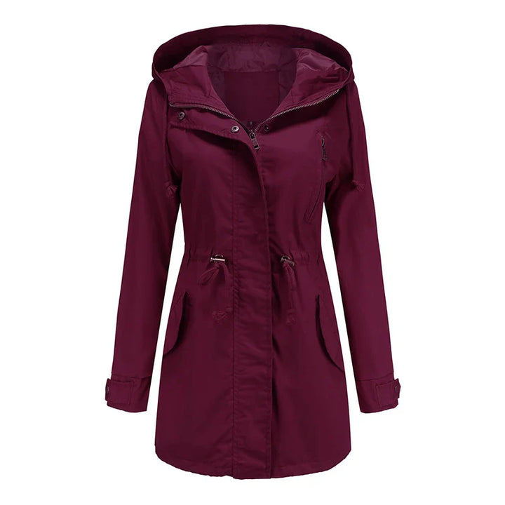 CALORA_ Dames katoenen trenchcoat met capuchon