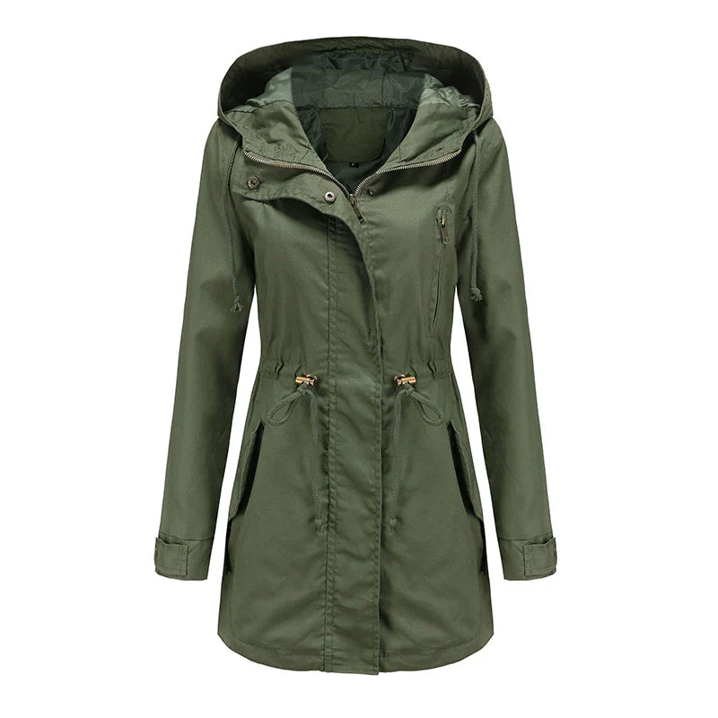 CALORA_ Dames katoenen trenchcoat met capuchon