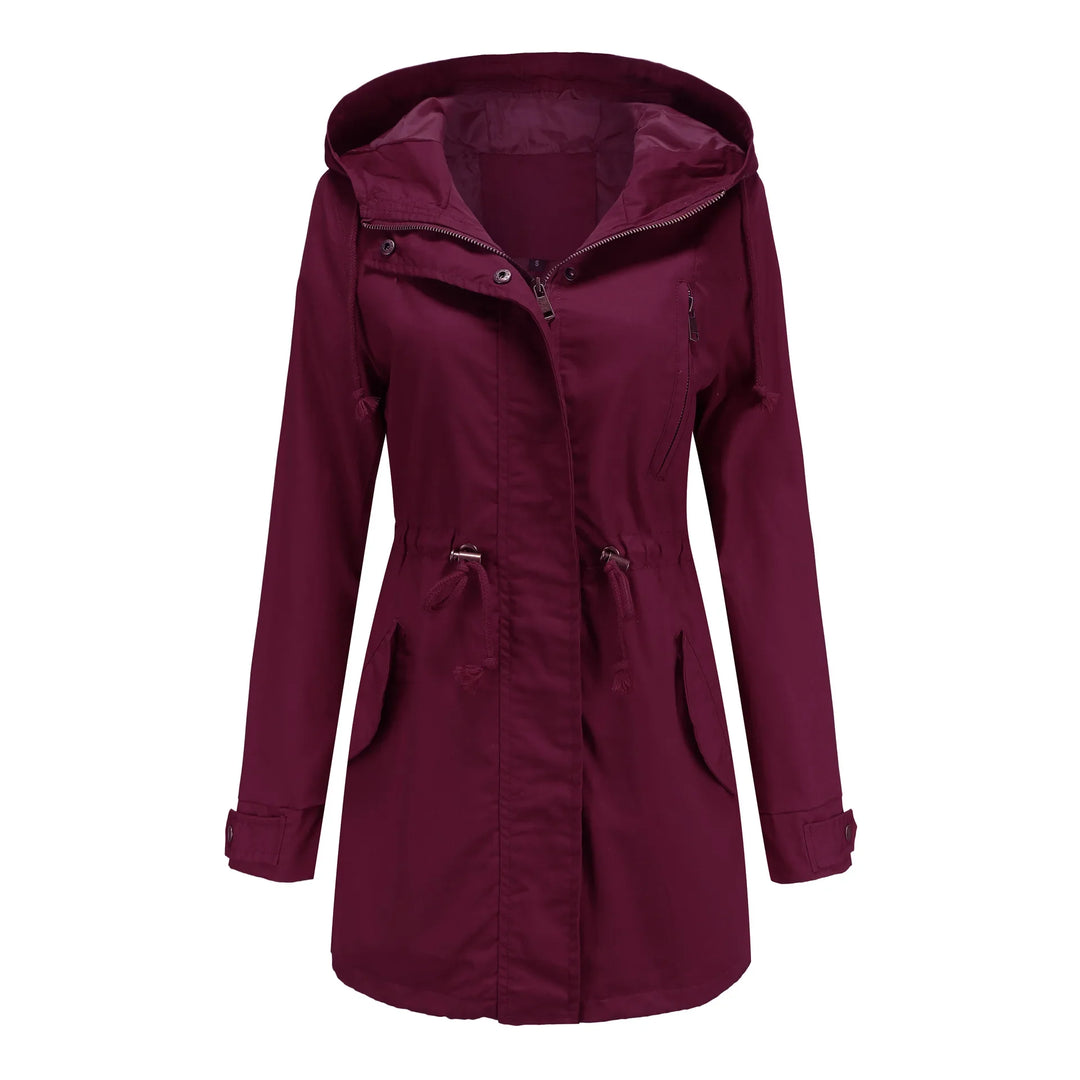 CALORA_ Dames katoenen trenchcoat met capuchon