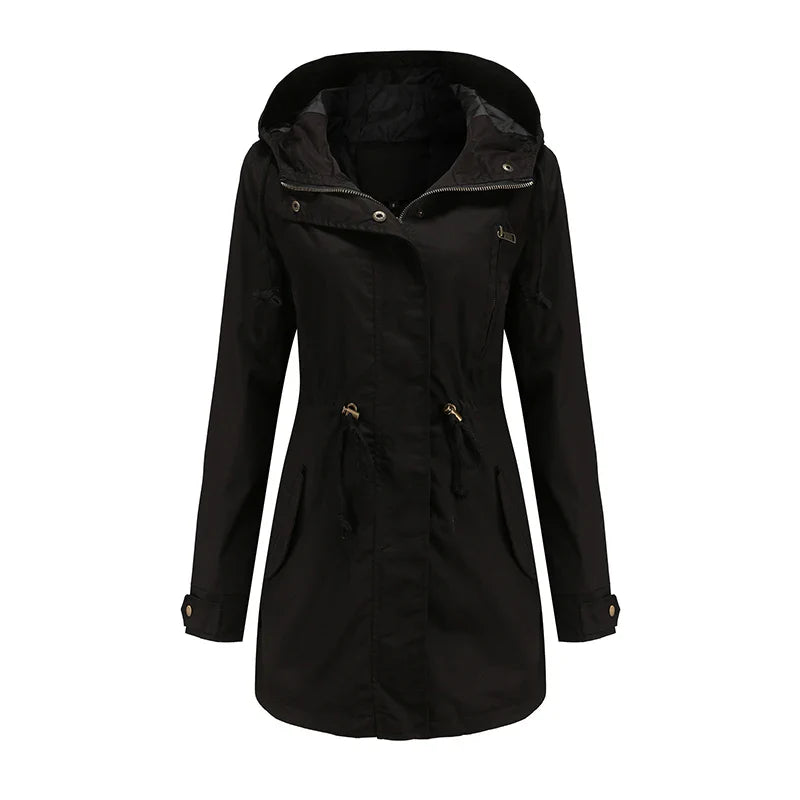 CALORA_ Dames katoenen trenchcoat met capuchon