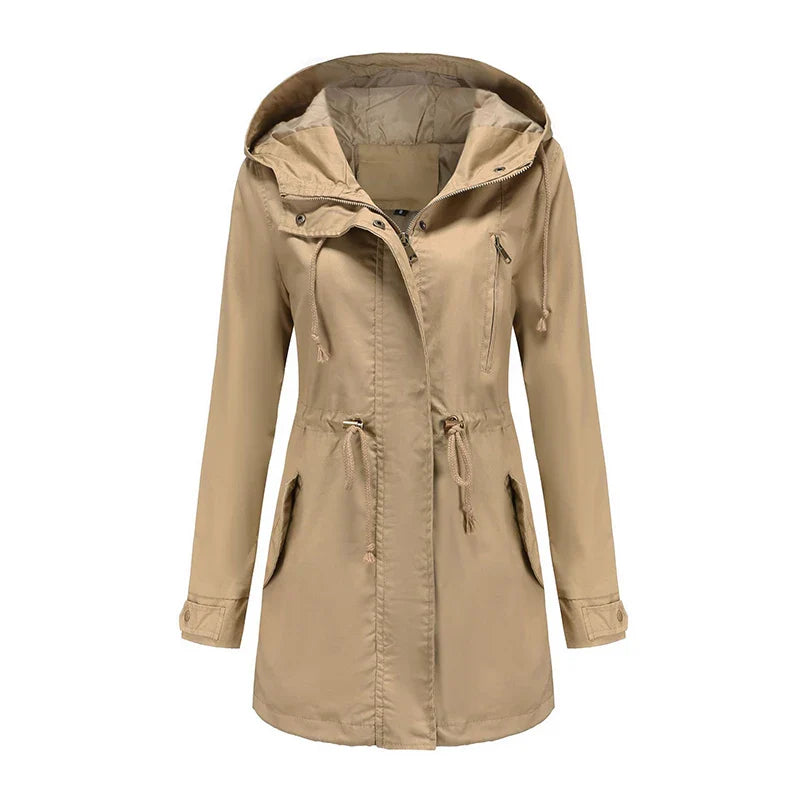 CALORA_ Dames katoenen trenchcoat met capuchon