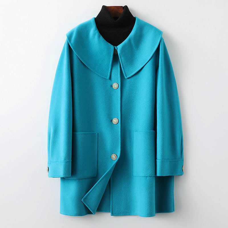 CALORA_ Dames lente halflange dubbelzijdige wollen jas