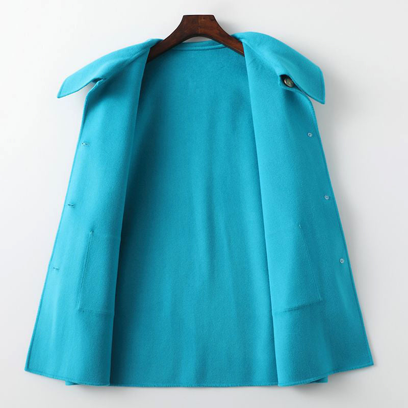 CALORA_ Dames lente halflange dubbelzijdige wollen jas