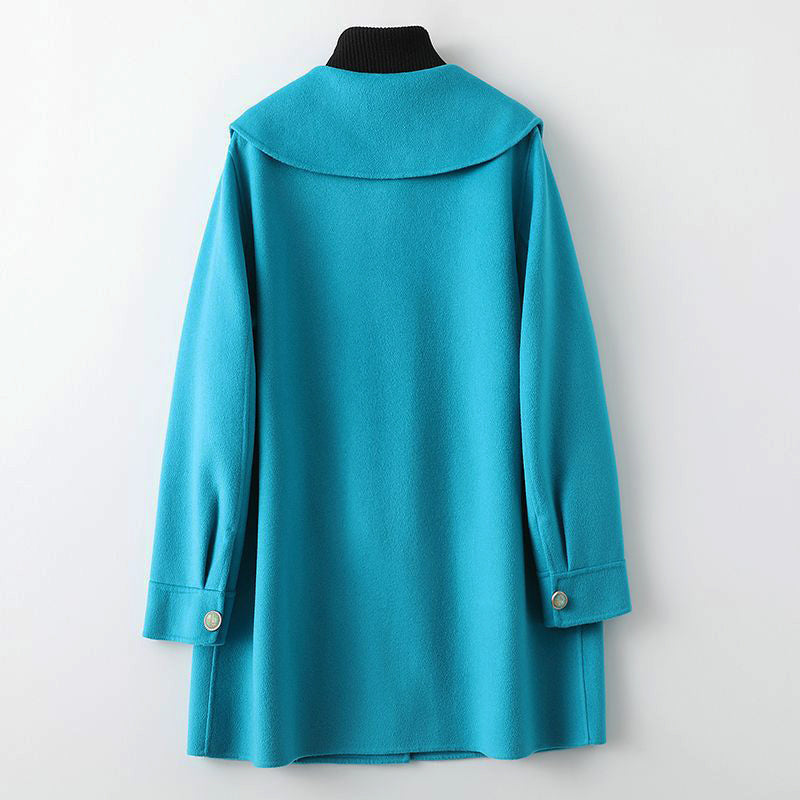 CALORA_ Dames lente halflange dubbelzijdige wollen jas