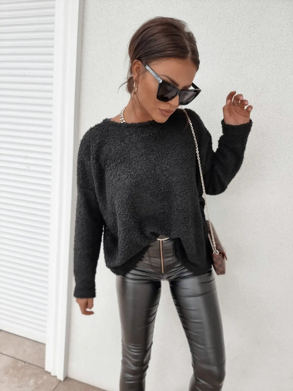 CALORA_ Dames losse gebreide trui met lange mouwen