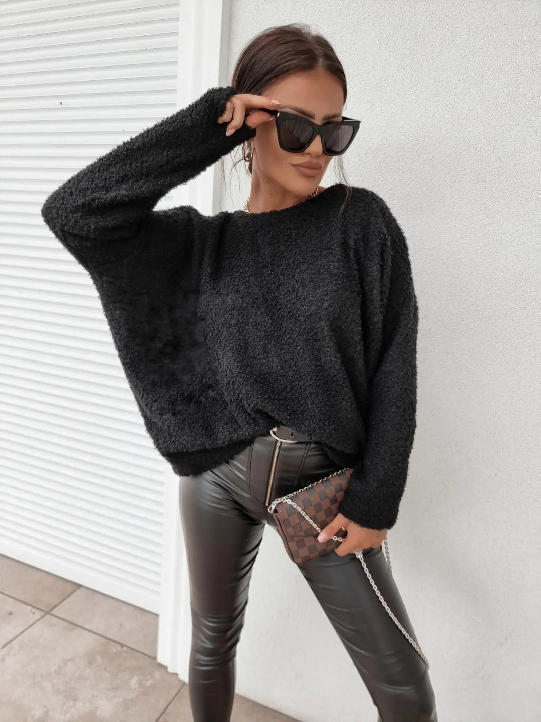 CALORA_ Dames losse gebreide trui met lange mouwen