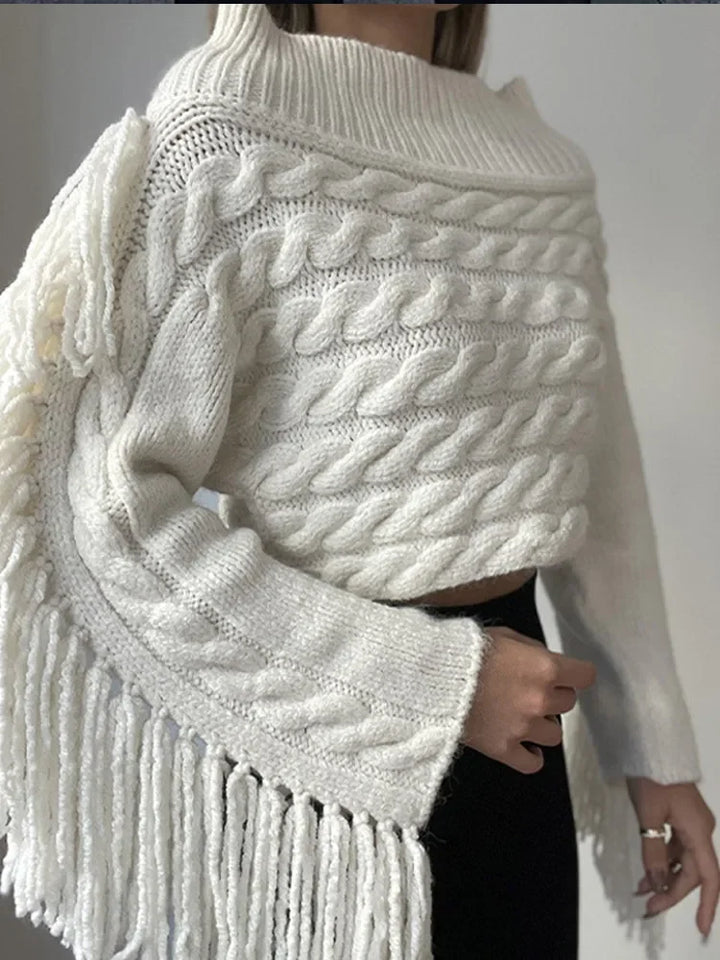 CALORA_ Dames off-shoulder kwastjes trui