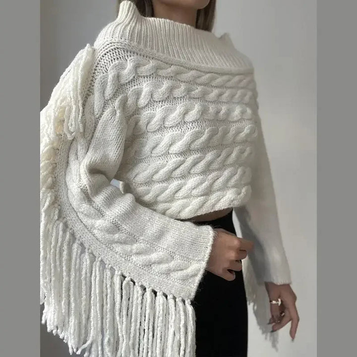 CALORA_ Dames off-shoulder kwastjes trui
